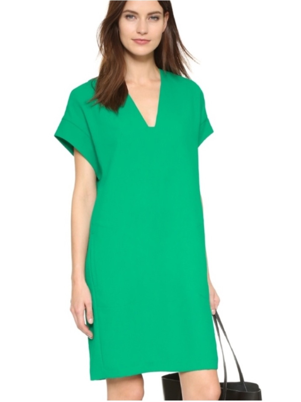 Vince Cap Sleeve Popover Dress Green Sz XL